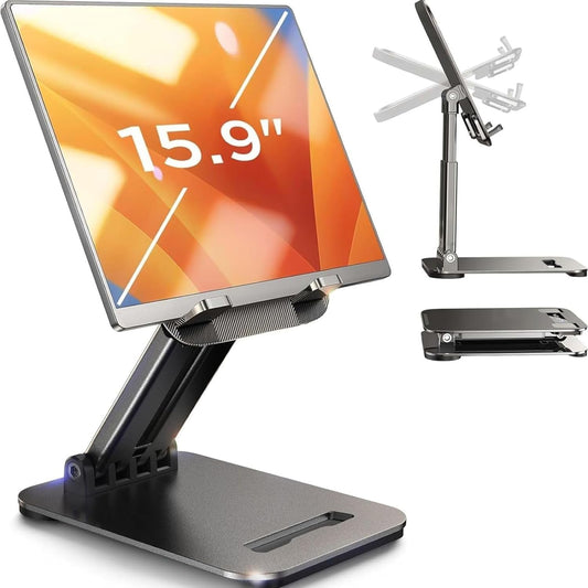 Portable Folding Tablet & Monitor Stand with Adjustable Tension