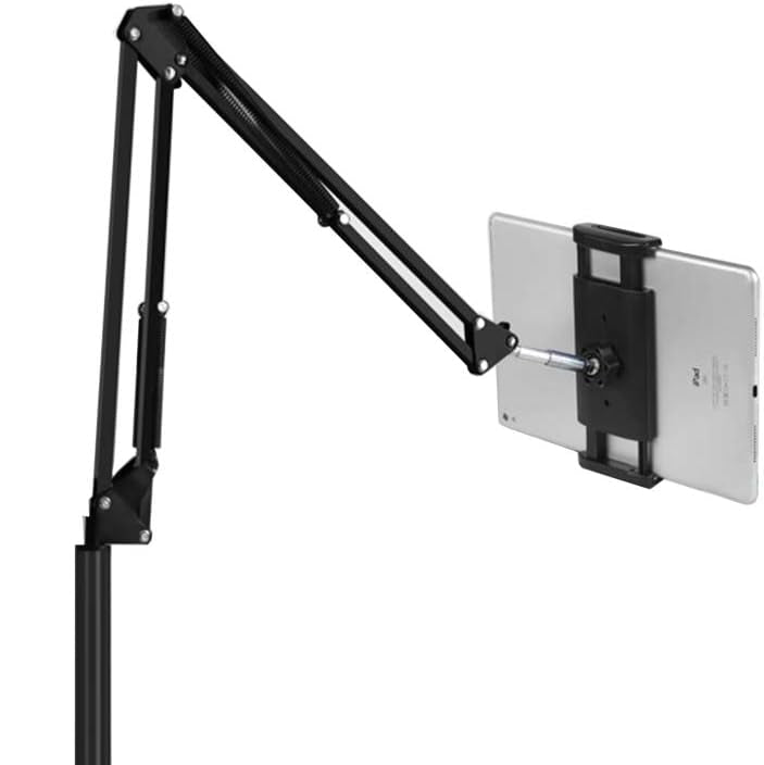 Adjustable Tablet & Phone Floor Stand with Heavy Metal Base