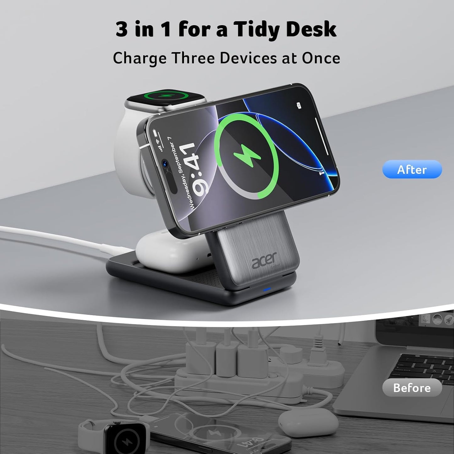 3-in-1 Magnetic Foldable Wireless Charging Station