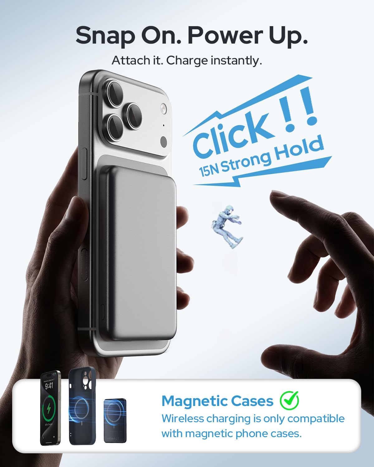Slim 5,000mAh Magnetic Wireless Power Bank (Graphite Gray)