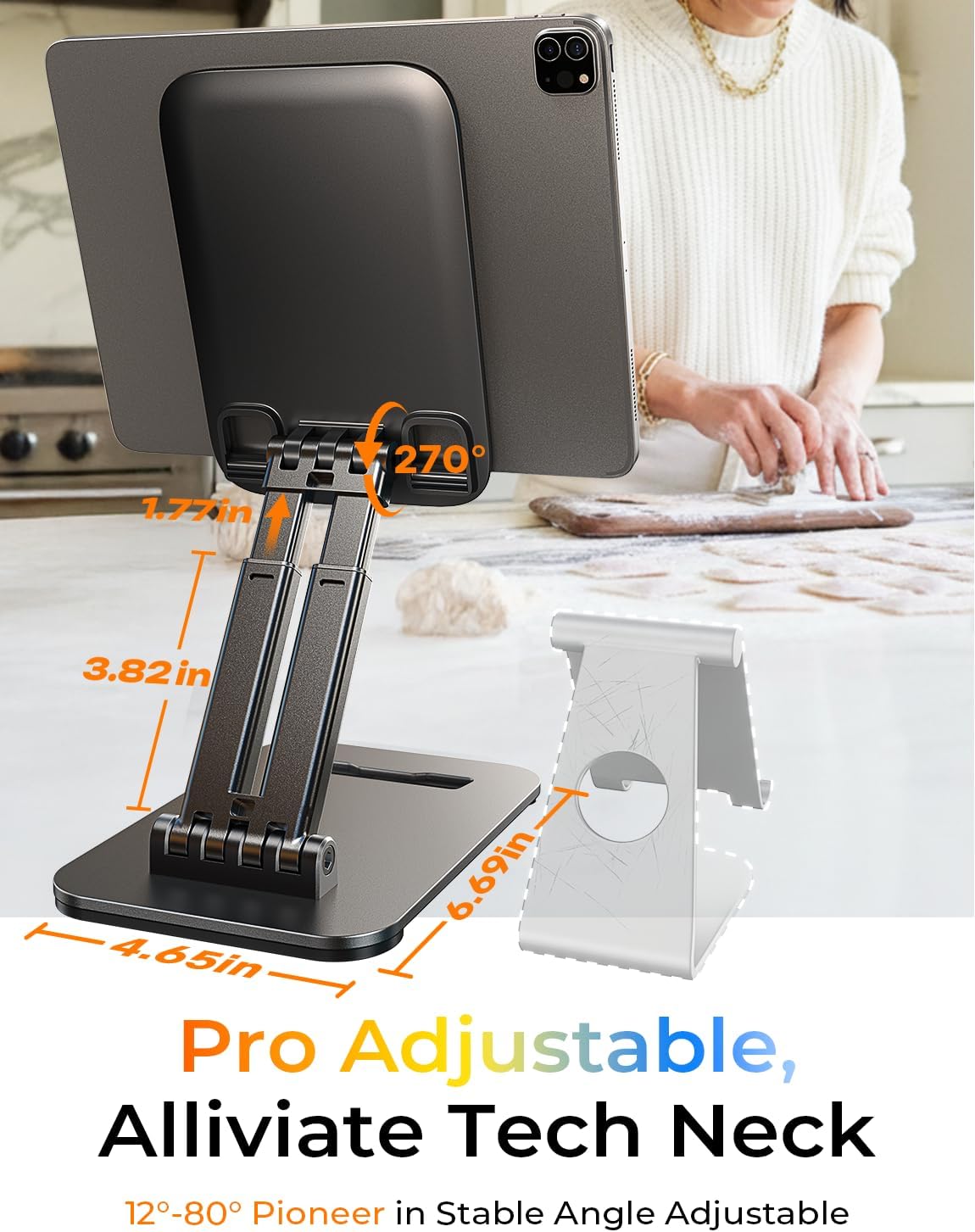 Portable Folding Tablet & Monitor Stand with Adjustable Tension