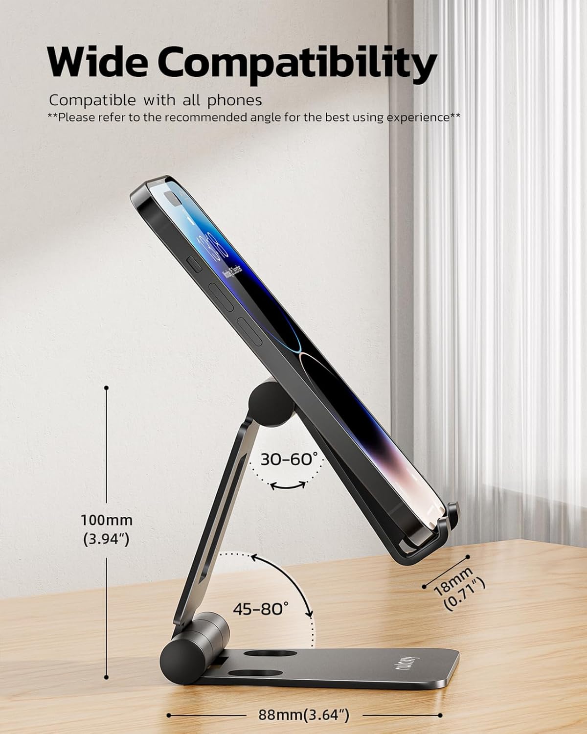 Dual Folding Aluminum Desktop Phone Stand