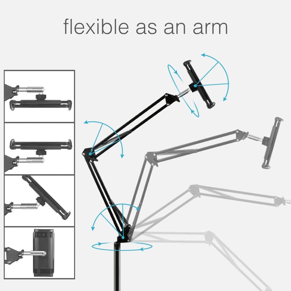 Adjustable Tablet & Phone Floor Stand with Heavy Metal Base