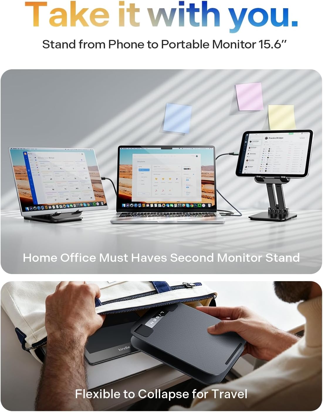 Portable Folding Tablet & Monitor Stand with Adjustable Tension