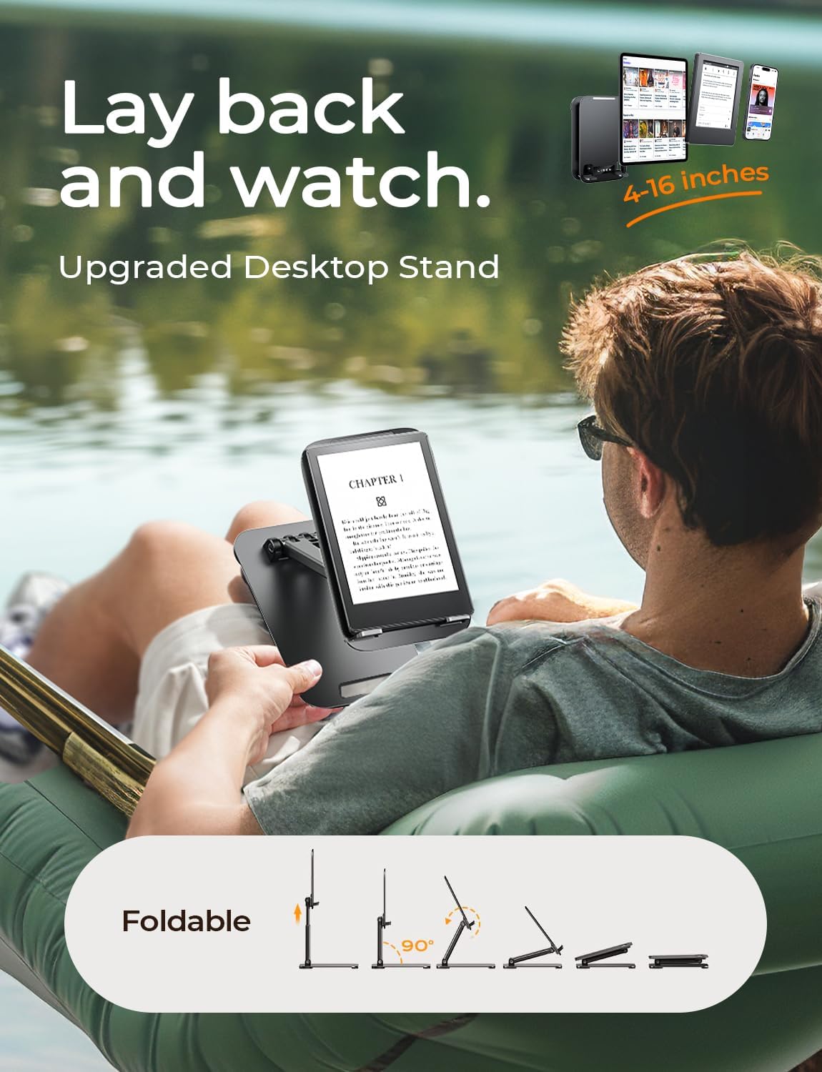 Portable Folding Tablet & Monitor Stand with Adjustable Tension