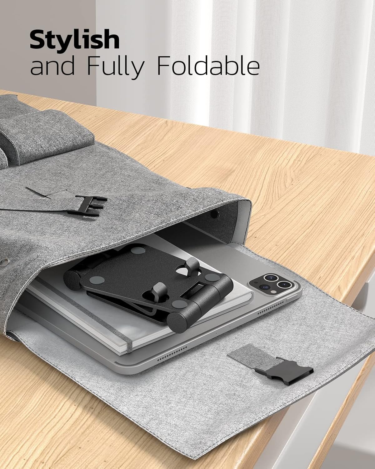 Dual Folding Aluminum Desktop Phone Stand