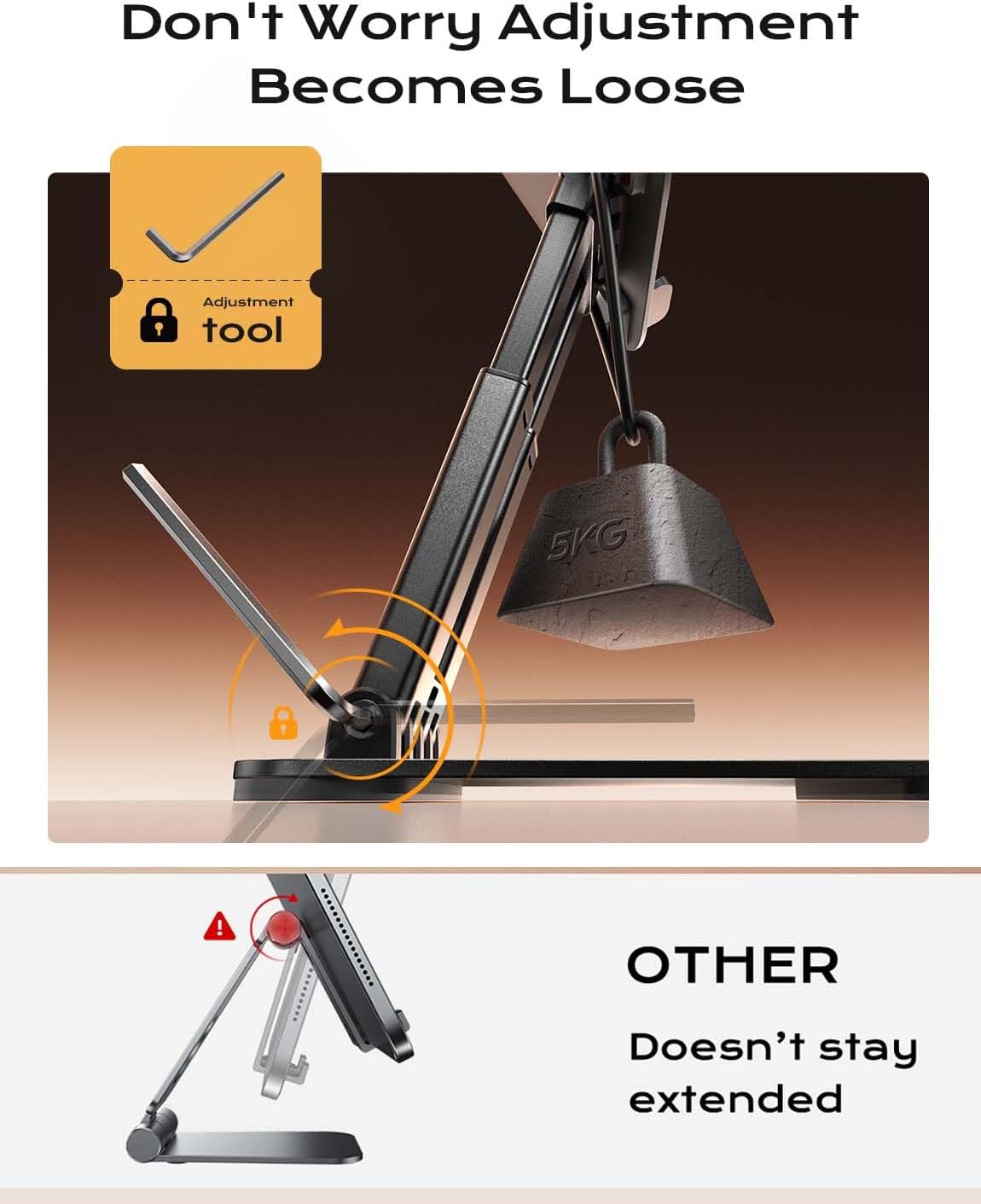 Portable Folding Tablet & Monitor Stand with Adjustable Tension