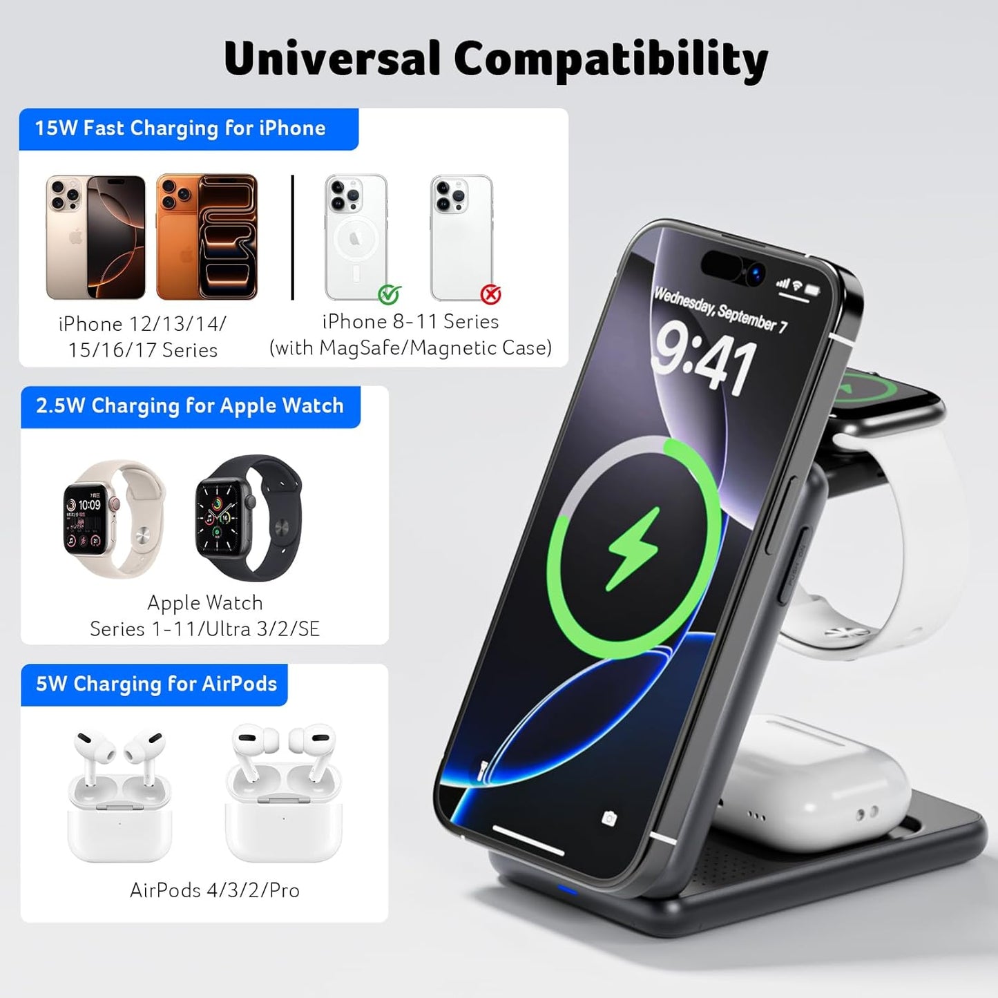 3-in-1 Magnetic Foldable Wireless Charging Station