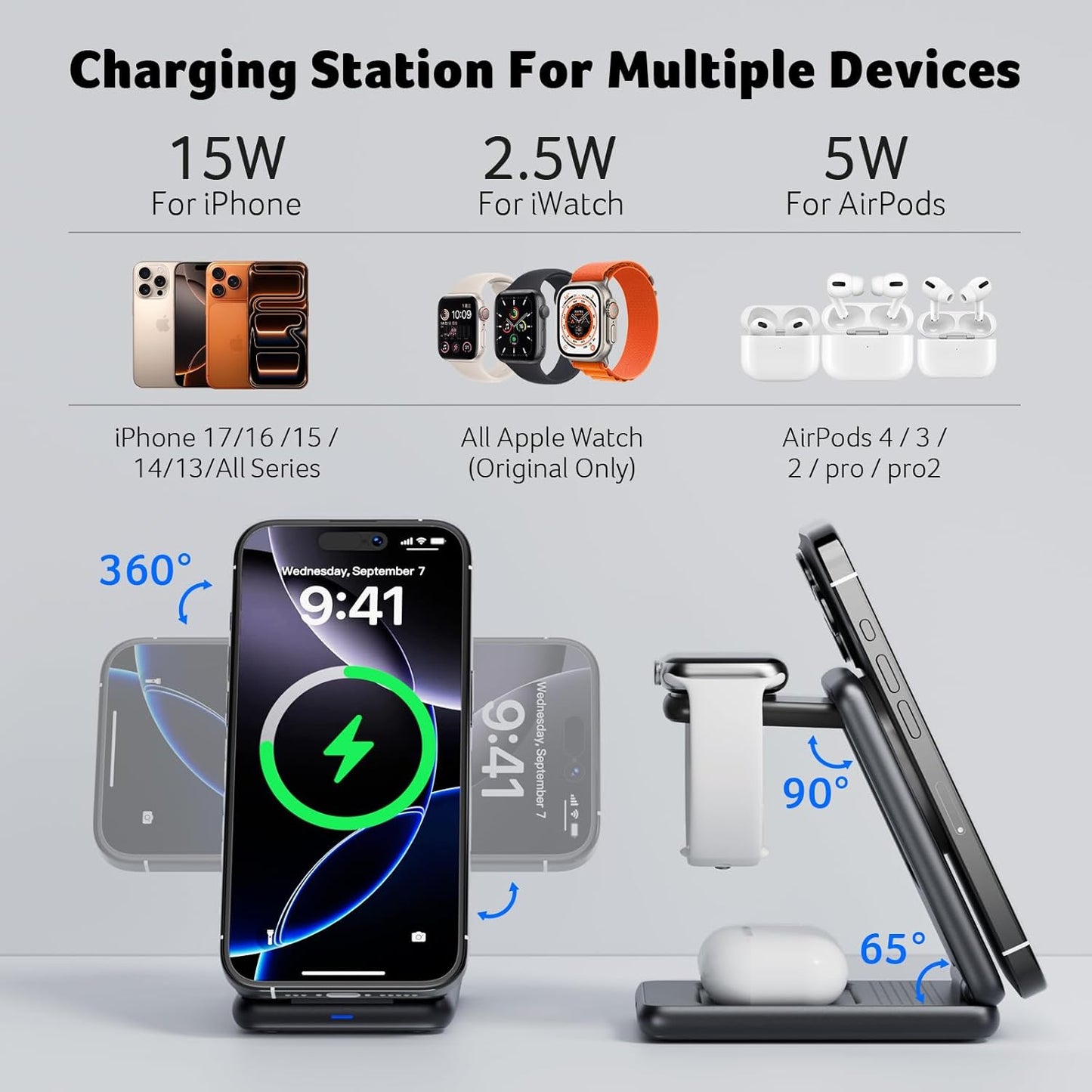 3-in-1 Magnetic Foldable Wireless Charging Station