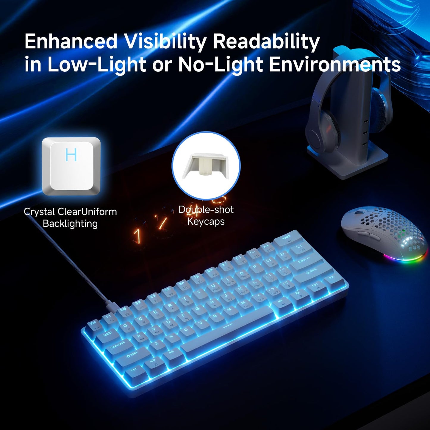 TMKB 60% Mechanical Gaming Keyboard, Red Linear Switch