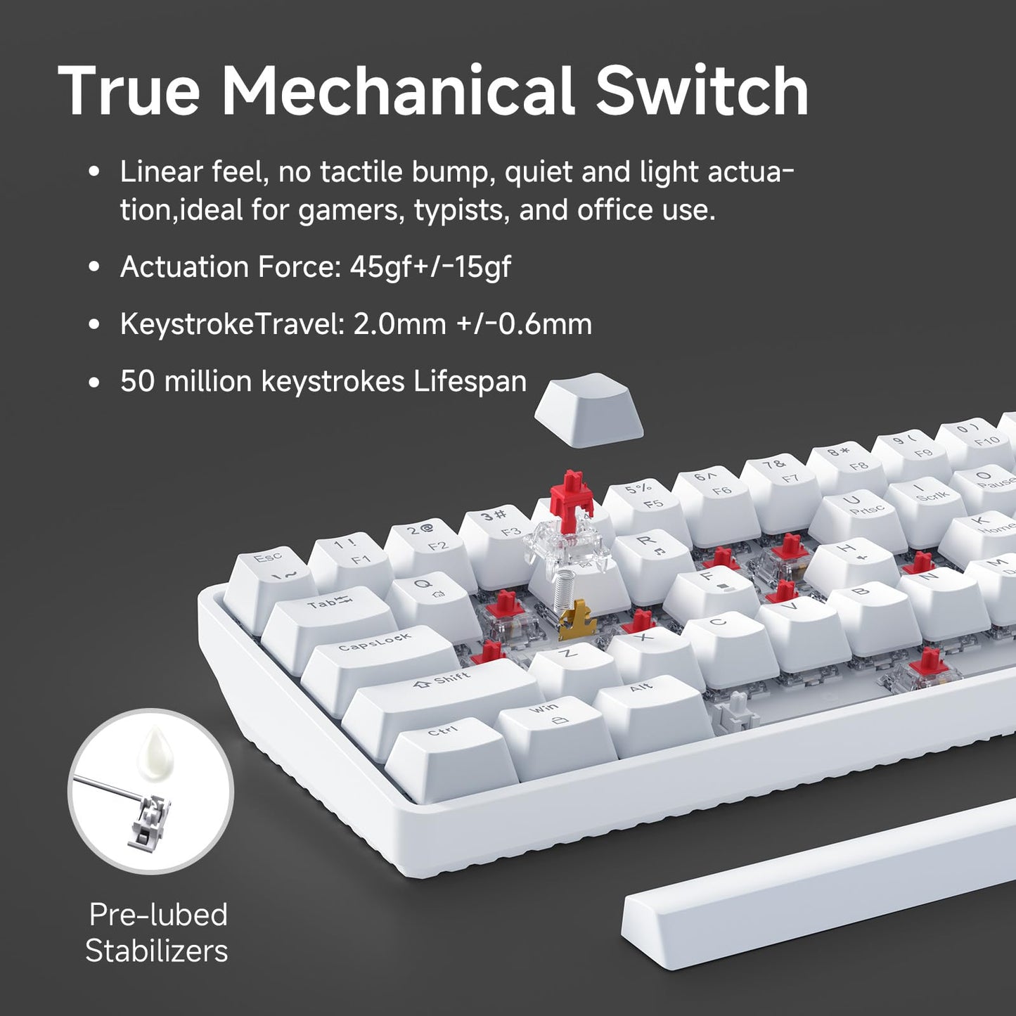 TMKB 60% Mechanical Gaming Keyboard, Red Linear Switch