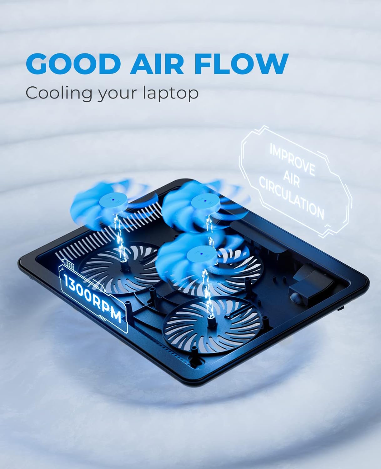 Slim Portable Laptop Cooling Pad with Multi-Fan System