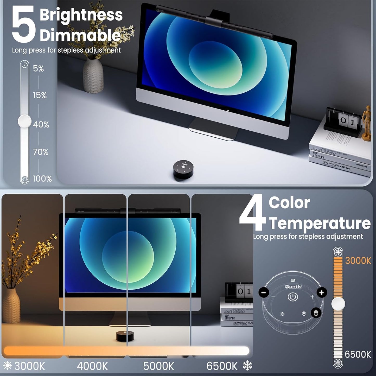 Computer Monitor Light Bar with Auto-Dimming & Touch Control